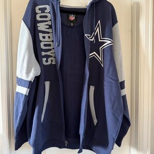 NFL Cowboys Navy and Gray Zip-Up Hoodie, New with Tags